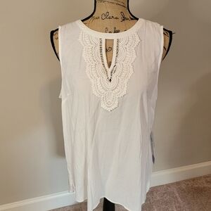Stitchfix Pale Sky white Embroidered lace sleeveless top